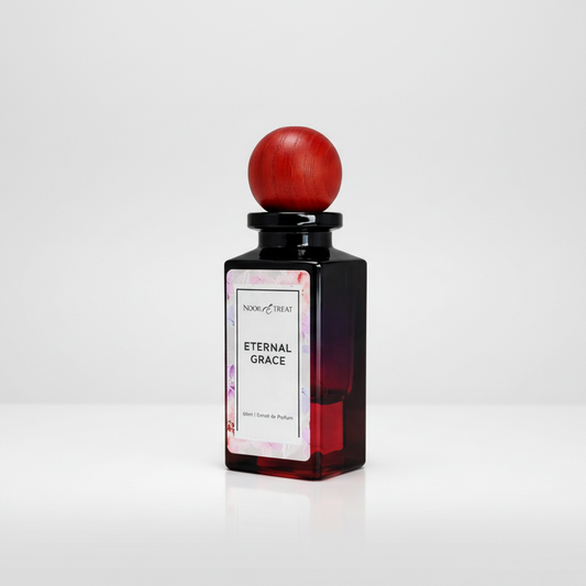 Perfume bottle labeled 'Eternal Grace' on a white background